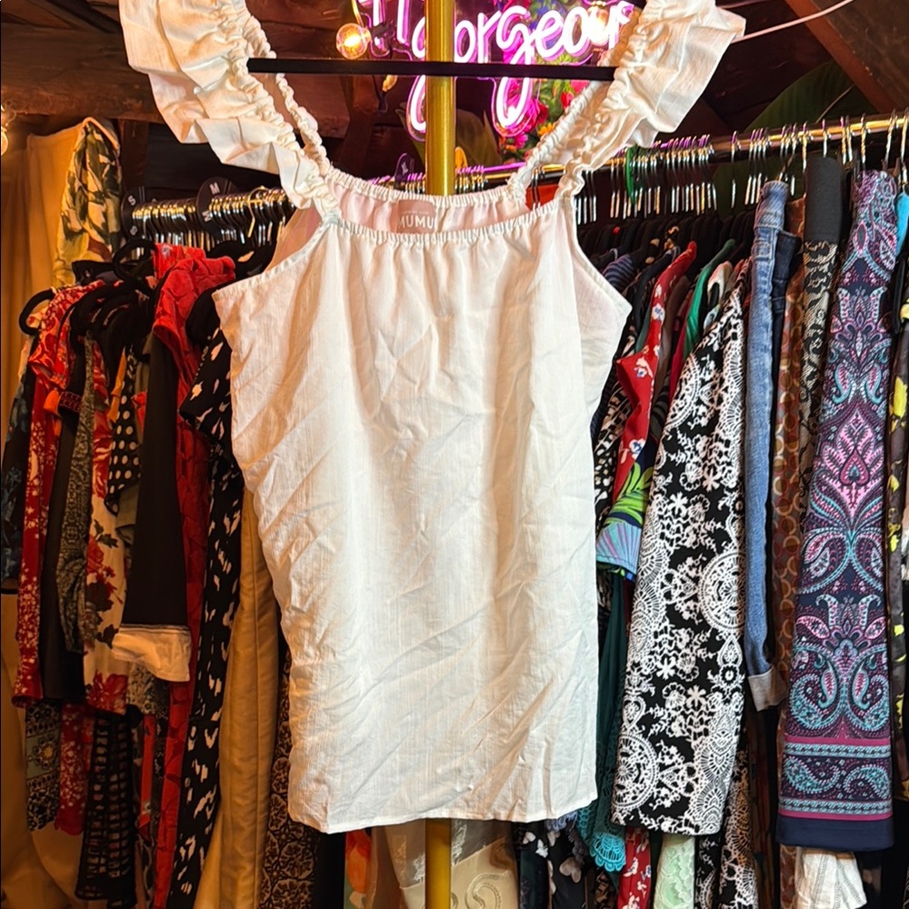 Show Me Your MuMu Cream Relaxed Ruffled Blouse